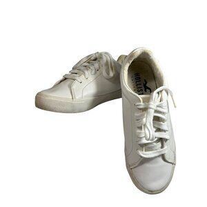 Hollister Womens White Lace-Up Sneakers Size 6.5 Casual Shoes Athletic Preppy